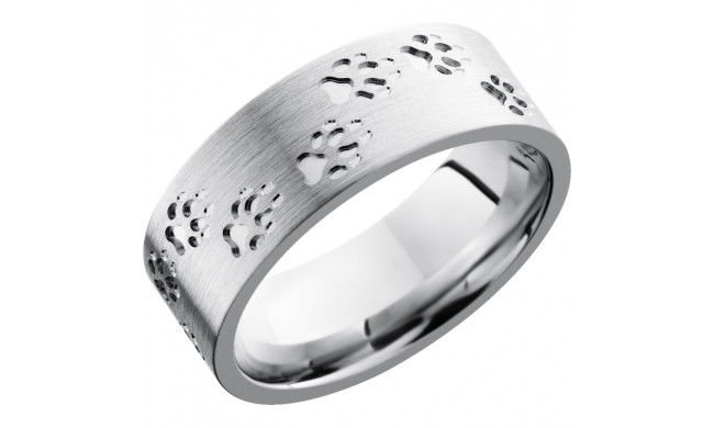Lashbrook Cobalt Chrome 8mm Men's Wedding Band - CC8FWOLFTRACKS+SATIN