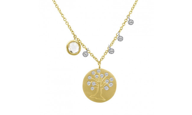 Meira T 14k Yellow Gold and Diamond Tree of Life Necklace