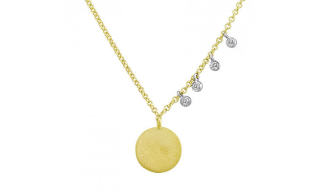 Meira T Yellow Gold Disc and Diamond Necklace
