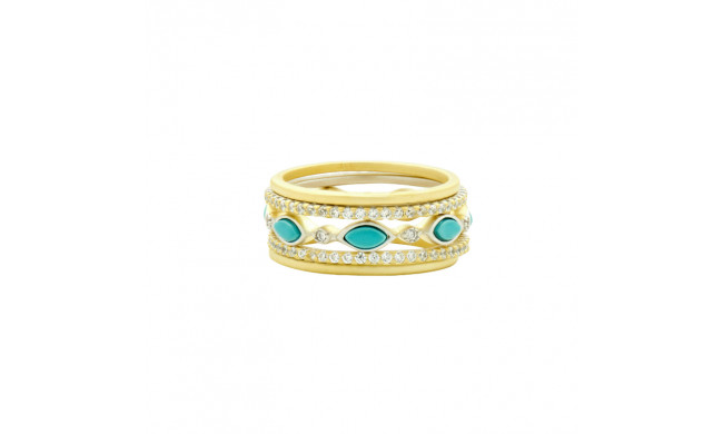 Freida Rothman Fleur Bloom Empire Turquoise Delicate 5-Stack Ring - FBPYZTQR47-7