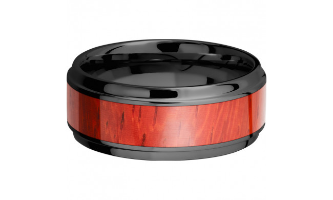 Lashbrook Black Zirconium Hardwood 9mm Men's Wedding Band - ZHW9B15(S)_PADAUK+POLISH