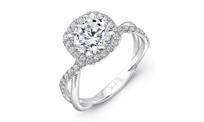 Uneek Round-Diamond-on-Cushion-Halo Engagement Ring with Infinity-Style Crisscross Shank - SM817CU-7.5RD
