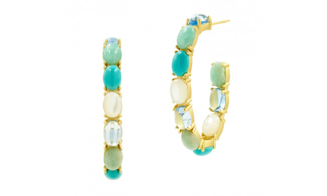 Freida Rothman Oval Stone Hoop Earring - CTYME10-14K