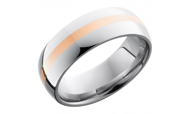 Lashbrook Rose & White Cobalt Chrome 8mm Men's Wedding Band - CC8D12_14KR+POLISH