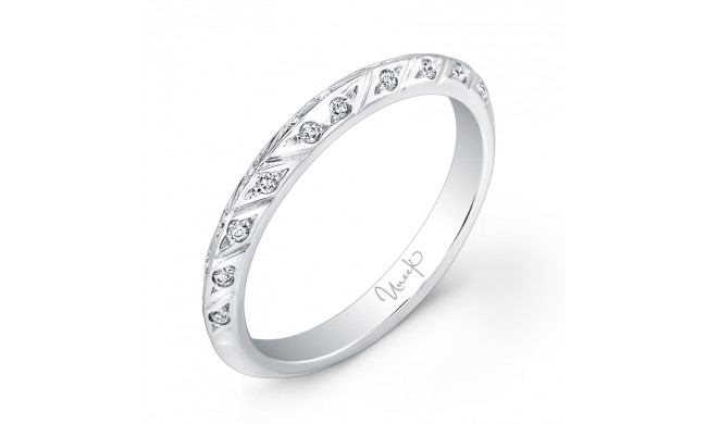 Uneek Hand-Engraved Knife-Edge Diamond Wedding Band - UWB018