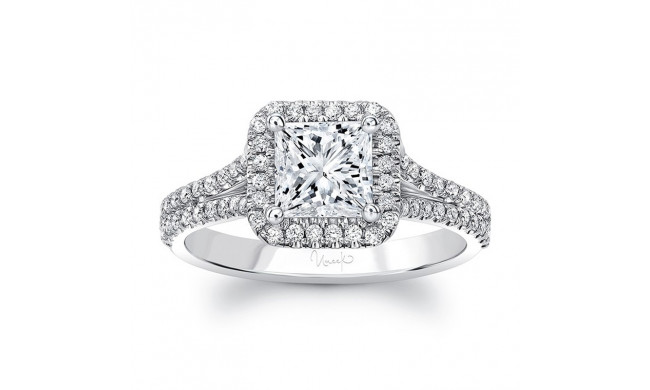 Uneek Princess-Cut Diamond Engagement Ring with Asscher-Shaped Halo and Split Upper Shank - USM022AS-5.5PC