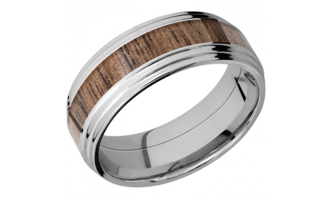 Lashbrook Cobalt Chrome Hardwood 8mm Men's Wedding Band - CC8F2S14_WALNUT+POLISH