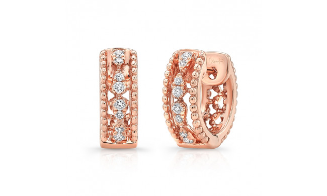 Uneek Battenberg Petite Open Lace Diamond Huggie Hoop Earrings - LVEW2854R