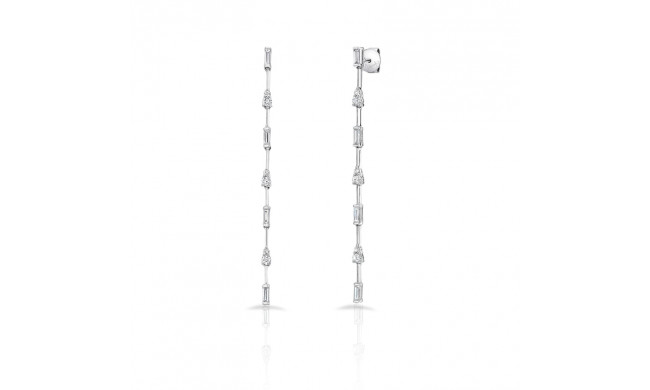 Uneek Cascade Collection Threader-Inspired Dangle Earrings with Baguette and Round Diamonds - LVED4089W