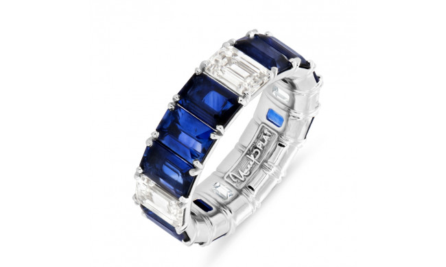Uneek Emerald Cut Blue Sapphire and Diamond Eternity Ring - ETEMBSD4PRC-900