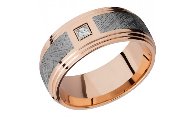 Lashbrook 14k Rose Gold Meteorite 9mm Men's Wedding Band - 14KR9F2S14.5SEG_METEORITEDIAPRN.10B+POLISH