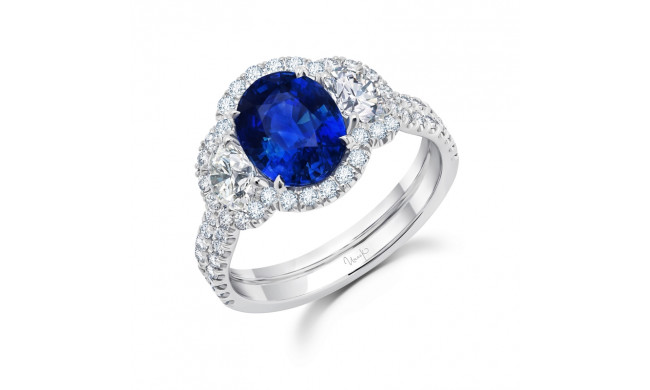 Uneek Blue Sapphire Diamond Engagement Ring - LVS1031OVBS