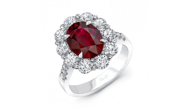 Uneek Oval Ruby Diamond Engagement Ring - LVRRI4769R