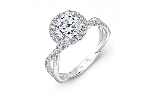 Uneek Round Diamond Halo Engagement Ring with Infinity-Style Crisscross Shank - SM817RD-7.0RD