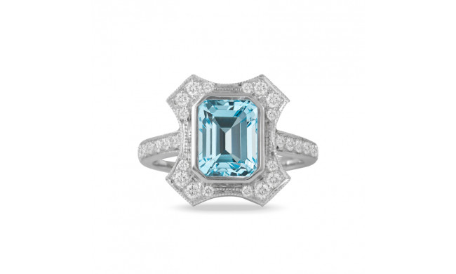 Doves Sky Blue 18k White Gold Diamond Ring - R9580BT