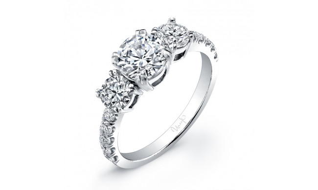 Uneek Three Stone Semi-Mount Diamond Engagement Ring - LVS744