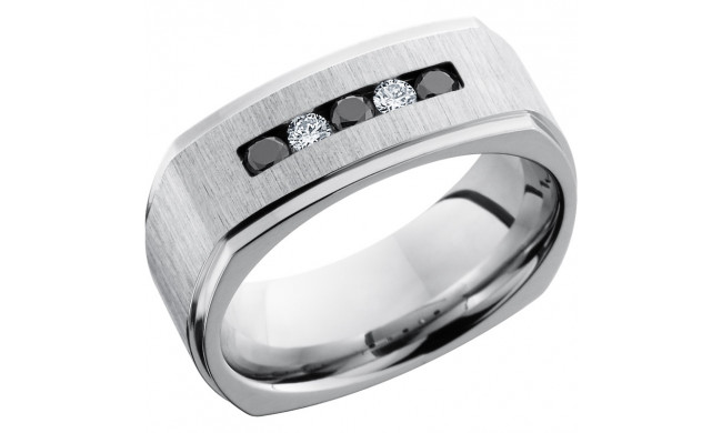 Lashbrook Cobalt Chrome 8mm Men's Wedding Band - CC8FGESQBLKDIA3X.05DIA2X.05CH+CROSS+SATIN_POLISH