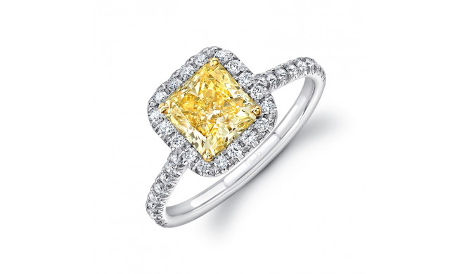 Uneek Radiant-Cut Fancy Yellow Diamond Halo Ring - LVS893RADFY