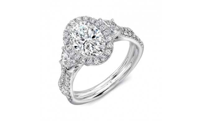 Uneek Oval-Center Three-Stone Engagement Ring with Pave Double Shank - LVS983OV-7.5X5.5OV