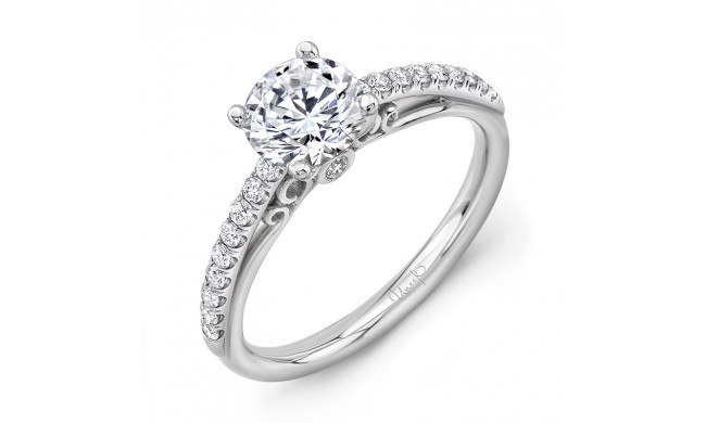 Uneek Naiade Vintage-Inspired Round Diamond Engagement Ring with Under-the-Head Filigree - A107W-6.5RD