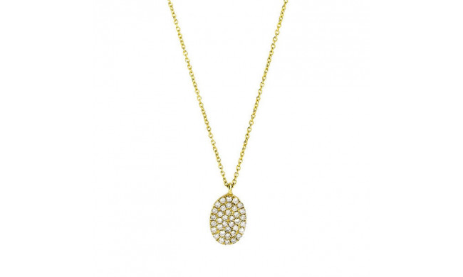 Meira T Yellow Gold Diamond Encrusted Oval Shaped Necklace