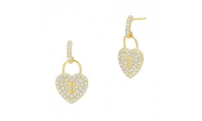 Freida Rothman Locked In Love Pave Charm Earrings - YZE020453B-14K