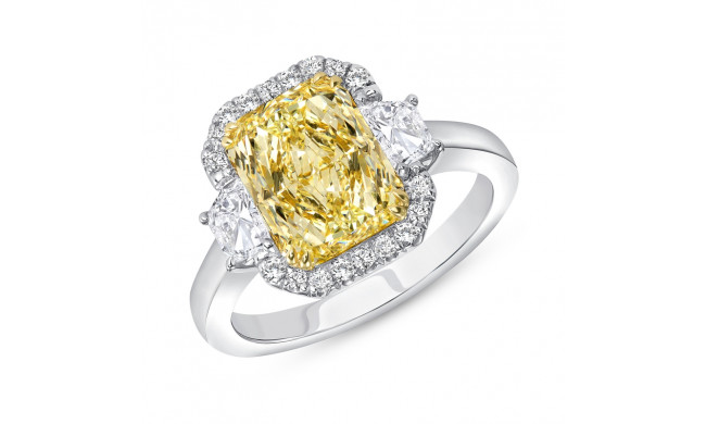 Uneek Radiant Fancy Yellow Diamond Engagement Ring - LVS1049RADFY