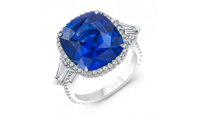 Uneek Cushion Blue Sapphire Engagement Ring - R029CUBSU