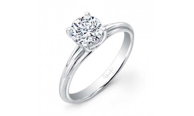 Uneek Classic Round Diamond Solitaire Engagement Ring with Sleek, Stoneless Unity Tri-Fluted Shank - USMS01-6.5RD