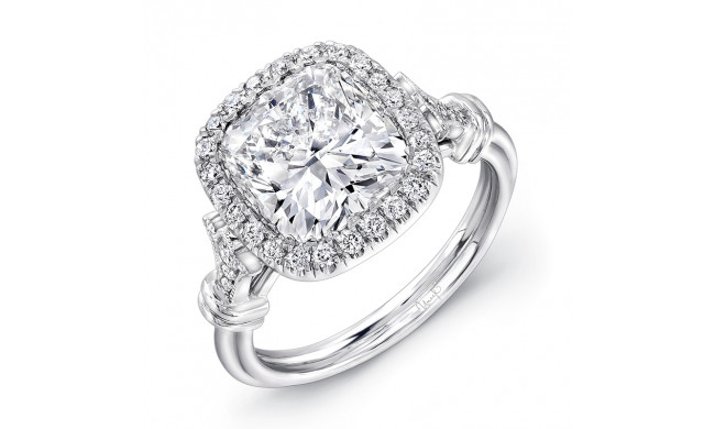 Uneek 7-Carat Cushion-Cut Diamond Halo Engagement Ring with Antique-Inspired Ornamented Gallery - LVS795