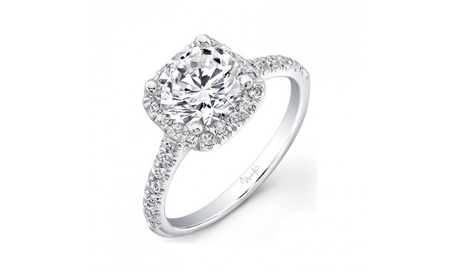 Uneek Contemporary Round-Diamond-on-Cushion-Halo Engagement Ring with U-Pave Upper Shank - USM08CU-6.5RD