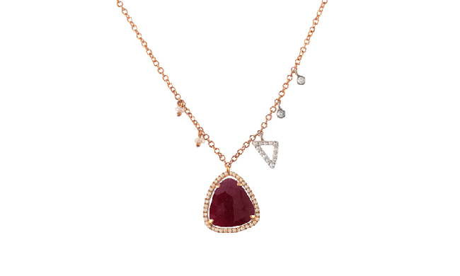 Meira T 14k Rose Gold Ruby, Diamond and Pearl Necklace