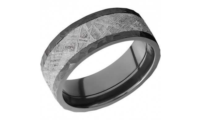 Lashbrook Black Zirconium Meteorite 8mm Men's Wedding Band - Z8F15_METEORITE+HAMMER