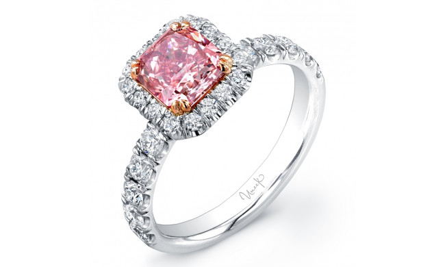 Uneek Radiant-Cut Pink Diamond Halo Engagement Ring - LVS809