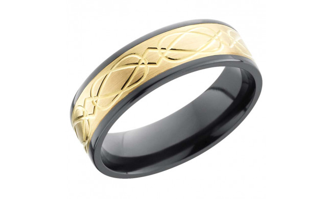 Lashbrook Black & Yellow Zirconium 7mm Men's Wedding Band - Z7F15_14KY_CELTIC6+SATIN_POLISH