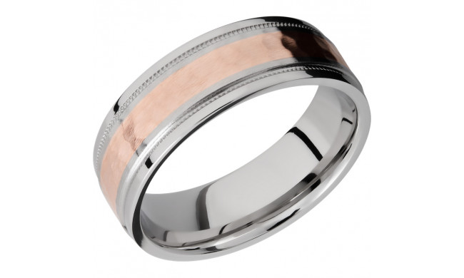 Lashbrook Rose & White Cobalt Chrome 7.5mm Men's Wedding Band - CC7.5FGEW2UMIL13_14KR+HAMMER_POLISH