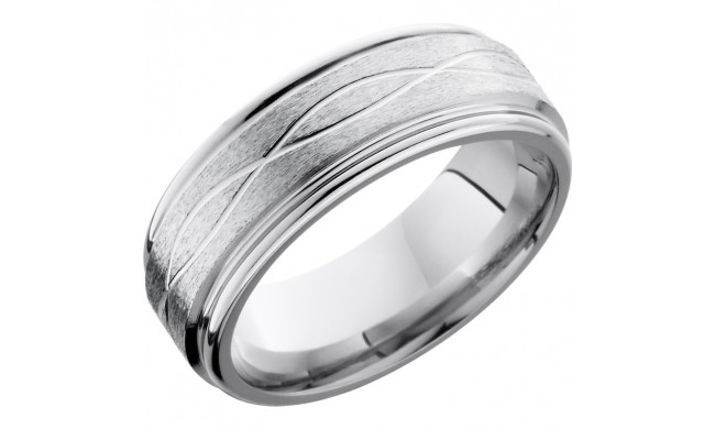 Lashbrook Cobalt Chrome 8mm Men's Wedding Band - CC8REFINF+STONE_POLISH