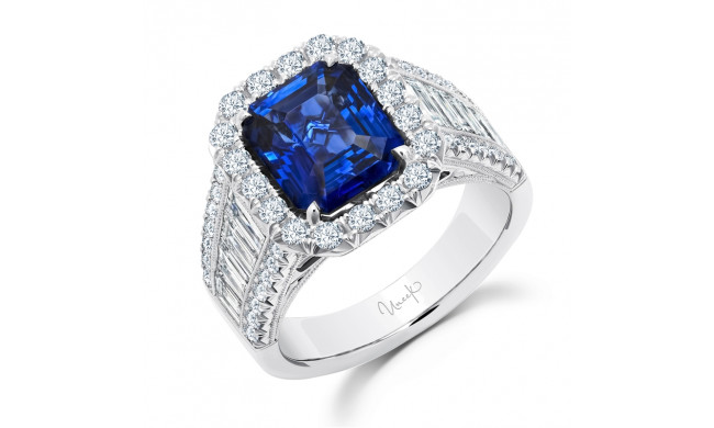Uneek Blue Sapphire Diamond Engagement Ring - LVS1037RADBS