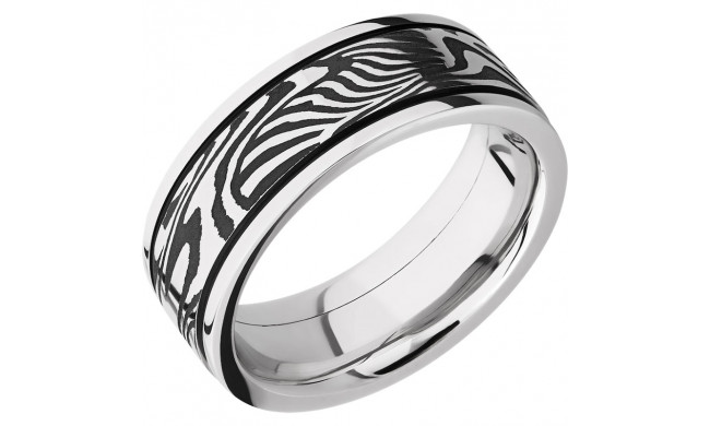 Lashbrook Black & White Cobalt Chrome 8mm Men's Wedding Band - CCPF8F15_SUNSET_MGA+ACID_POLISH