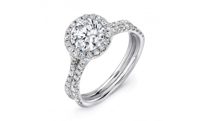 Uneek Round Diamond Halo Engagement Ring with Pave Double Shank - LVS924-7.5RD