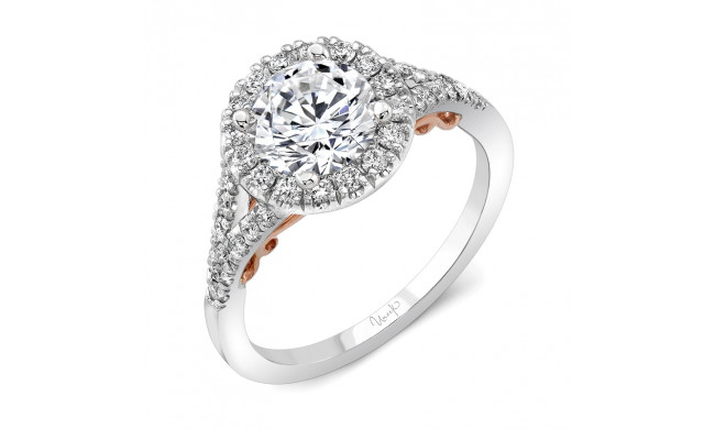 Uneek Cancelli Round Diamond Halo Engagement Ring with Pave Split Shank - A104RDWR-6.5RD
