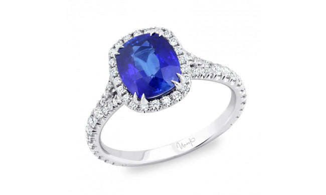Uneek Cushion-Cut Sapphire Halo Engagement Ring - LVS988CU