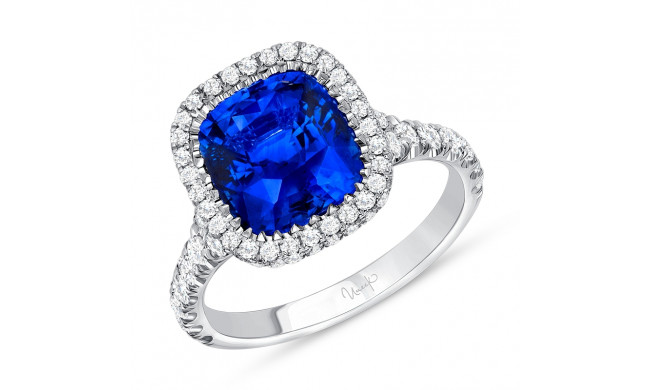 Uneek Cushion Cut Blue Sapphire Engagement Ring - LVS1140S