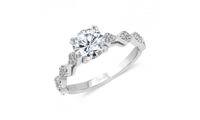 Uneek Us Collection Round Diamond Cathedral Setting Engagement Ring, with Diamond-Shaped Cluster Accents - SWUS122CW-6.5RD