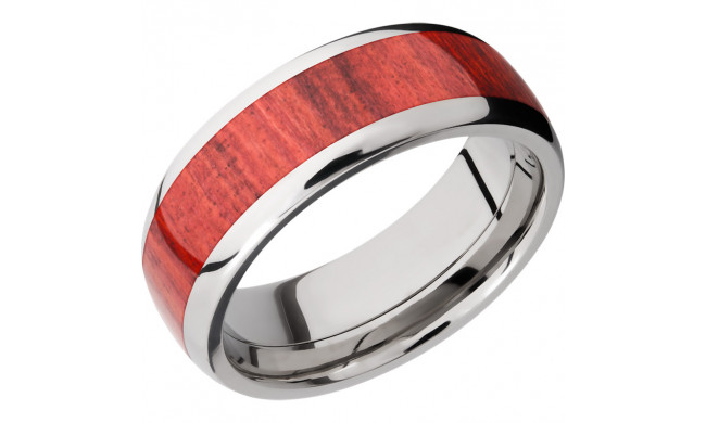 Lashbrook Titanium Hardwood 8mm Men's Wedding Band - HW8D15_REDHEART+POLISH