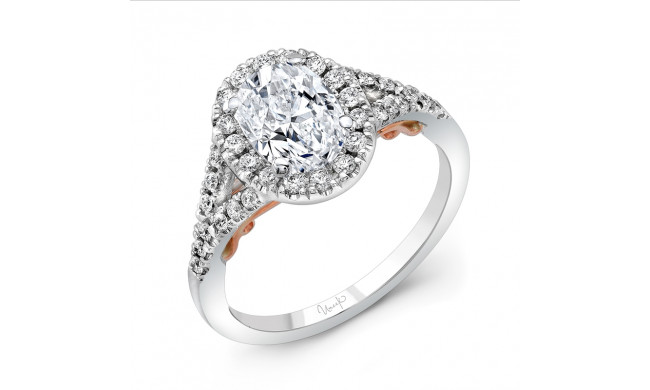 Uneek Cancelli Oval Diamond Halo Engagement Ring with Pave Split Shank - A104WR-7.5X5.5OV