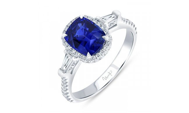 Uneek Blue Sapphire Diamond Engagement Ring - R029CU-7.5