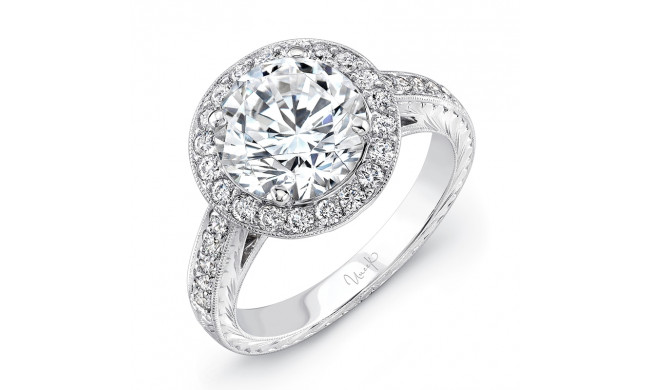 Uneek 3-Carat Round Diamond Engagement Ring with Vintage-Inspired Filigree and Hand Engraving Details - LVS937