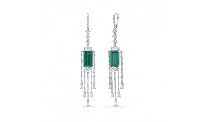 Uneek Reign Drops Green Tourmaline Dangling Diamond Earrings - LVE943