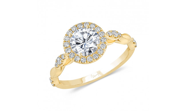 Uneek Us Collection Round Diamond Halo Engagement Ring, with Navette-Shaped Cluster Accents - SWUS334RDY-6.5RD